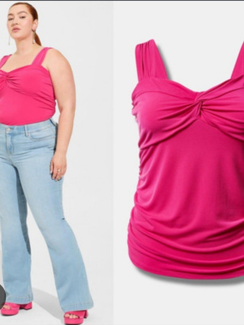 Torrid Studio Knit Sweetheart Twist Top Pink